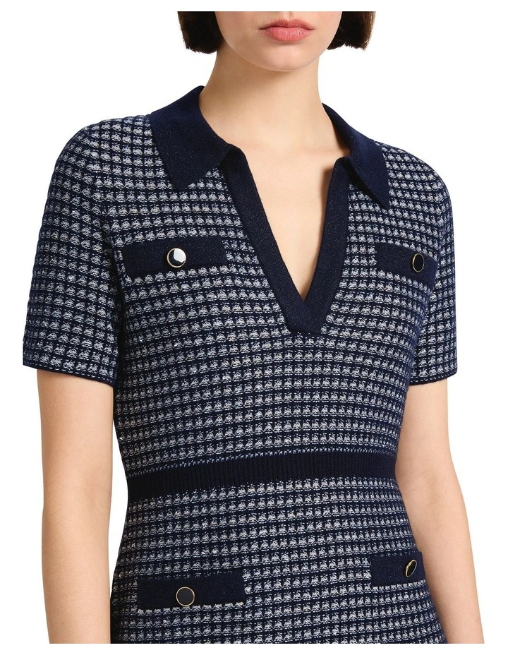 Kitty Knit Mini Dress in Navy Multi image 3