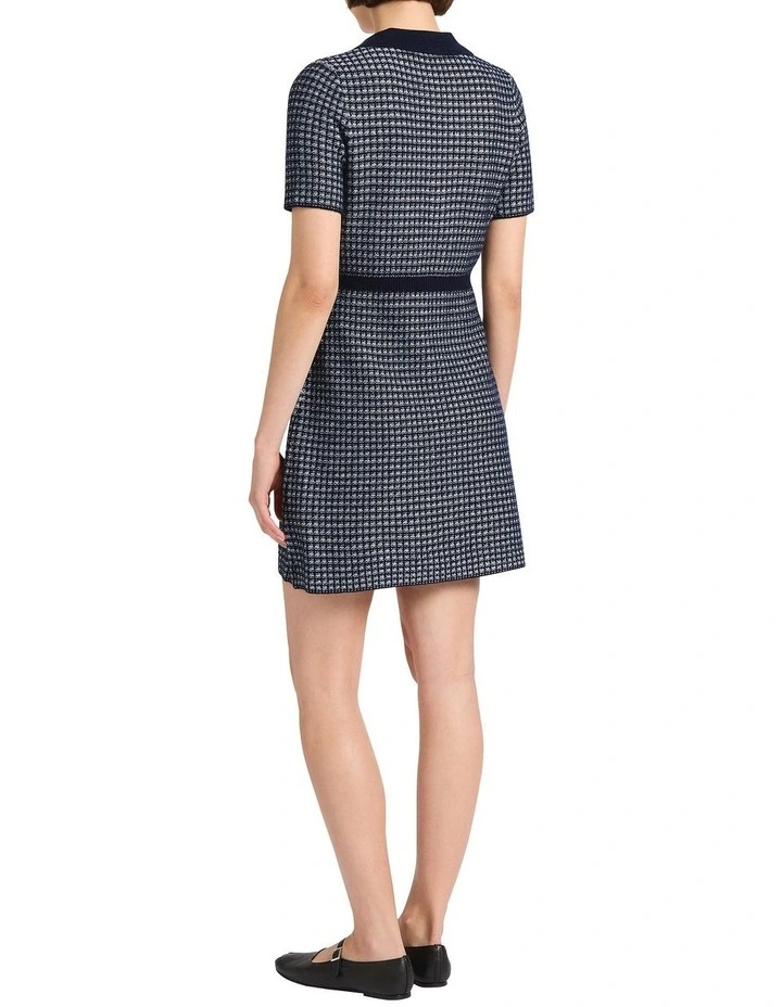 Kitty Knit Mini Dress in Navy Multi image 4