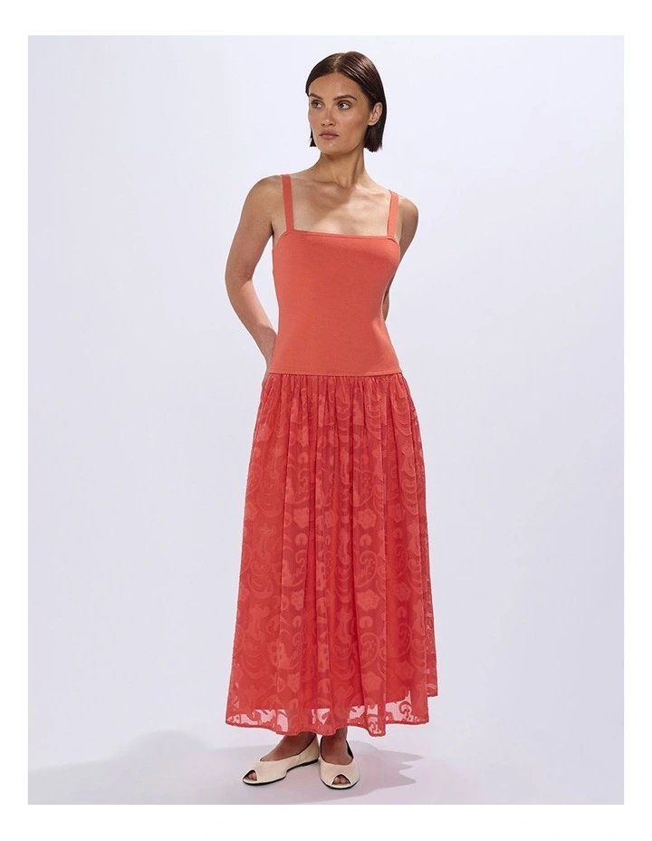 Meg Mixed Media Dress in Chilli Oil image 1
