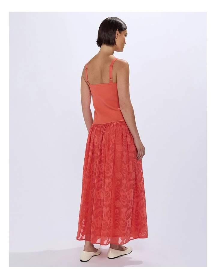 Meg Mixed Media Dress in Chilli Oil image 3