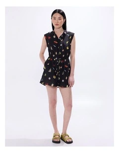 Just Add Water Playsuit in Black Multi