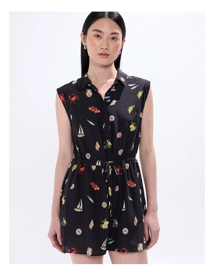Just Add Water Playsuit in Black Multi image 2