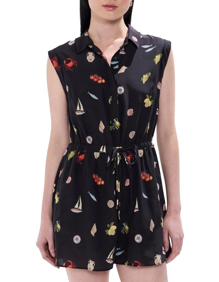 Just Add Water Playsuit in Black Multi image 2