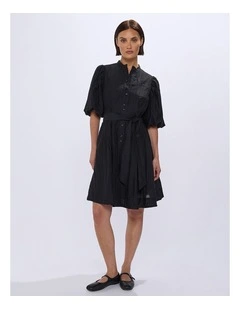 Hannah Button Through Dress in Black