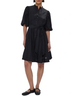 Hannah Button Through Dress in Black