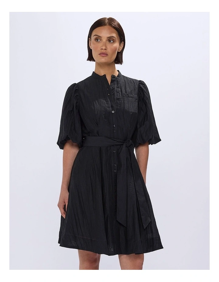 Hannah Button Through Dress in Black image 2