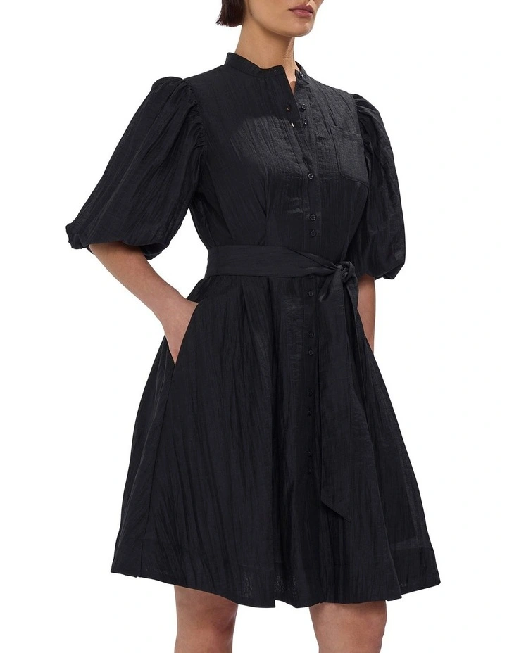 Hannah Button Through Dress in Black image 2