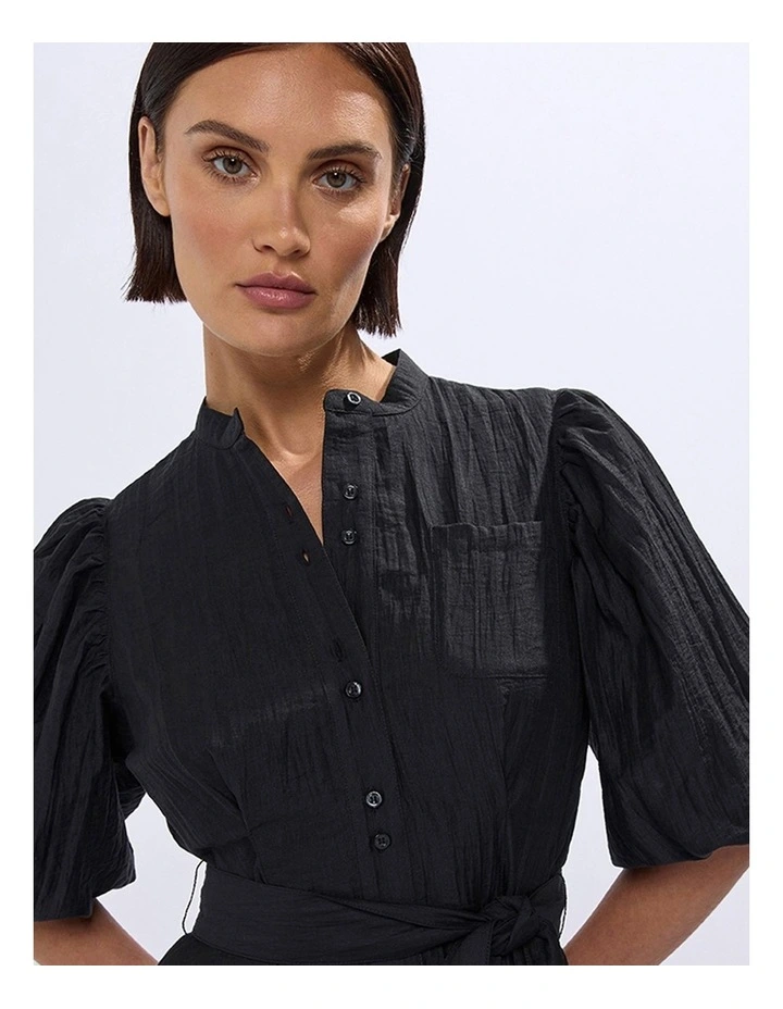 Hannah Button Through Dress in Black image 4