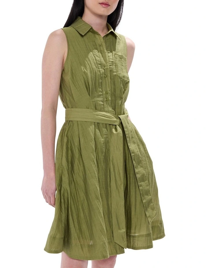 Hannah Sleeveless Dress in Olive image 2