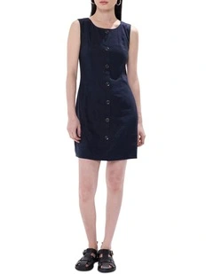 Tunnel Of Love Linen Mix Dress in Deep Sapphire