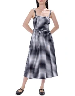 Prophecy Gingham Midi Dress in Ink/White