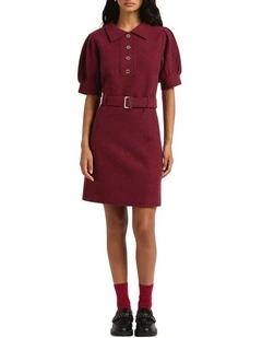 Valentina Felted Wool Dress in Berry