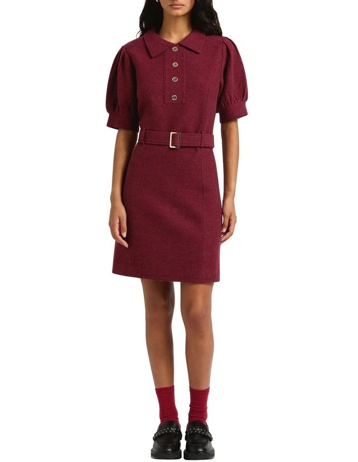 Valentina Felted Wool Dress in Berry image 1
