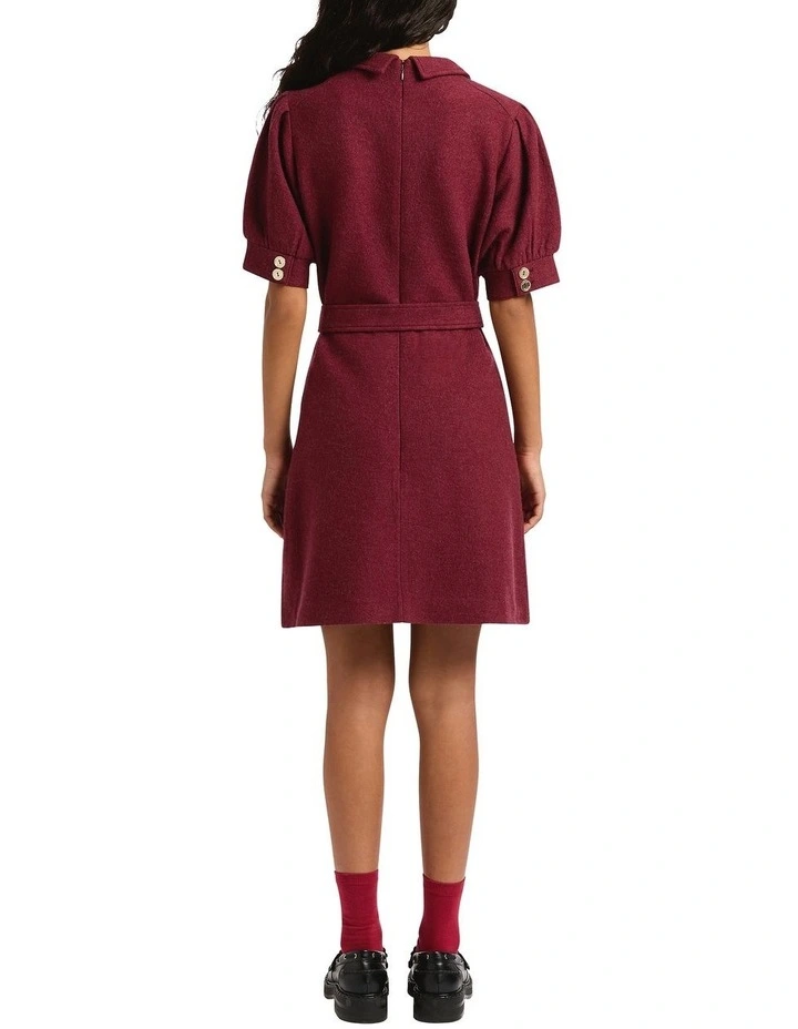 Valentina Felted Wool Dress in Berry image 2