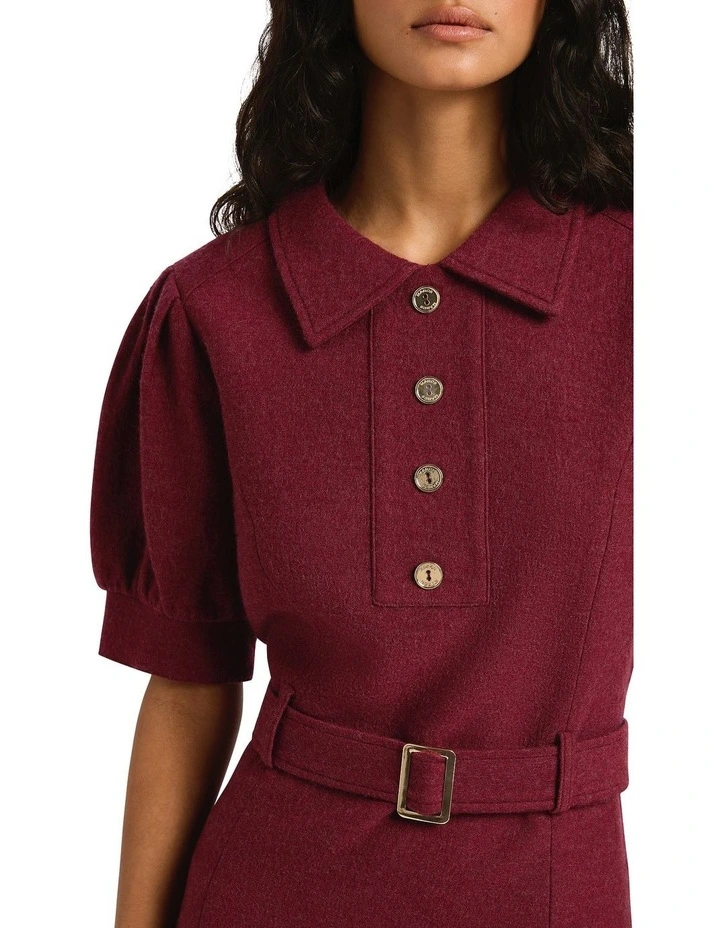 Valentina Felted Wool Dress in Berry image 3