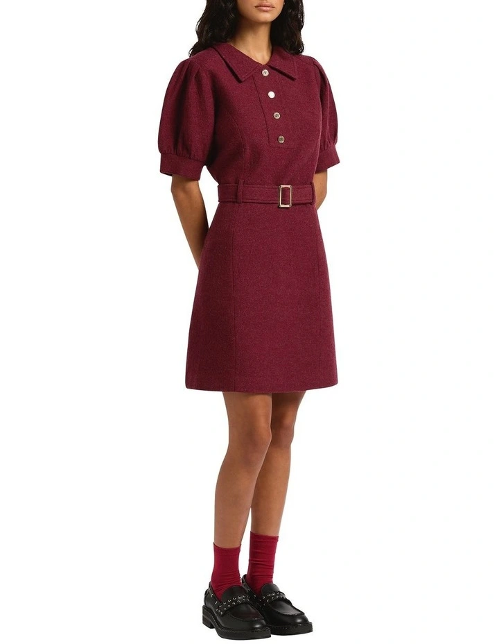 Valentina Felted Wool Dress in Berry image 4