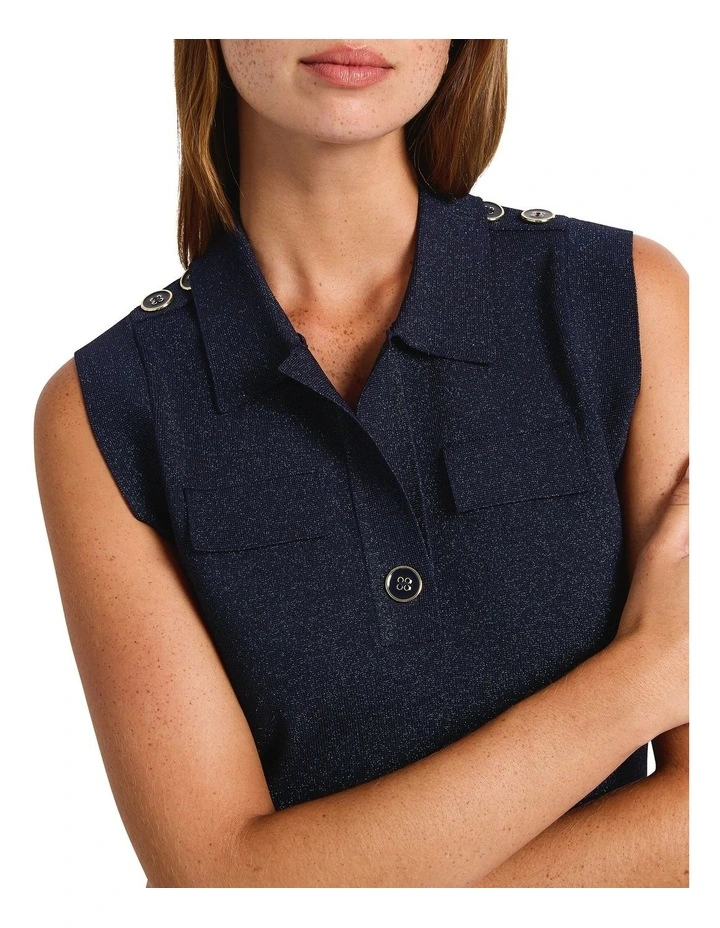 Bella Ciao Knit Dress in Navy Sparkle image 3