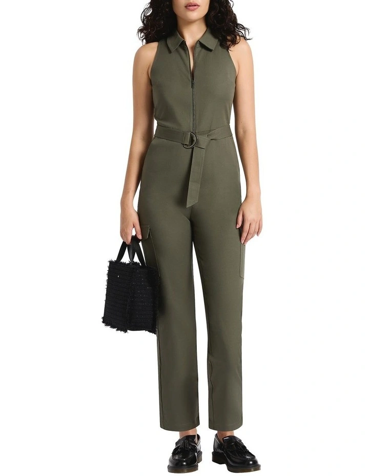 Stacy Sateen Jumpsuit in Borneo Green image 1