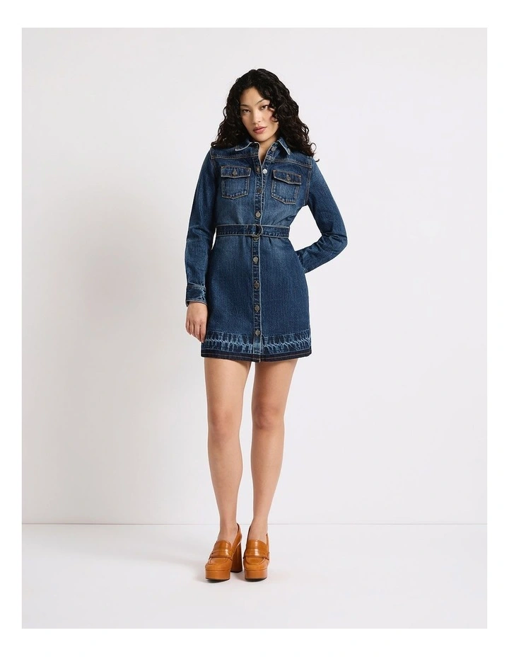 Nancy Denim Mini Dress in Galaxy Blue image 1