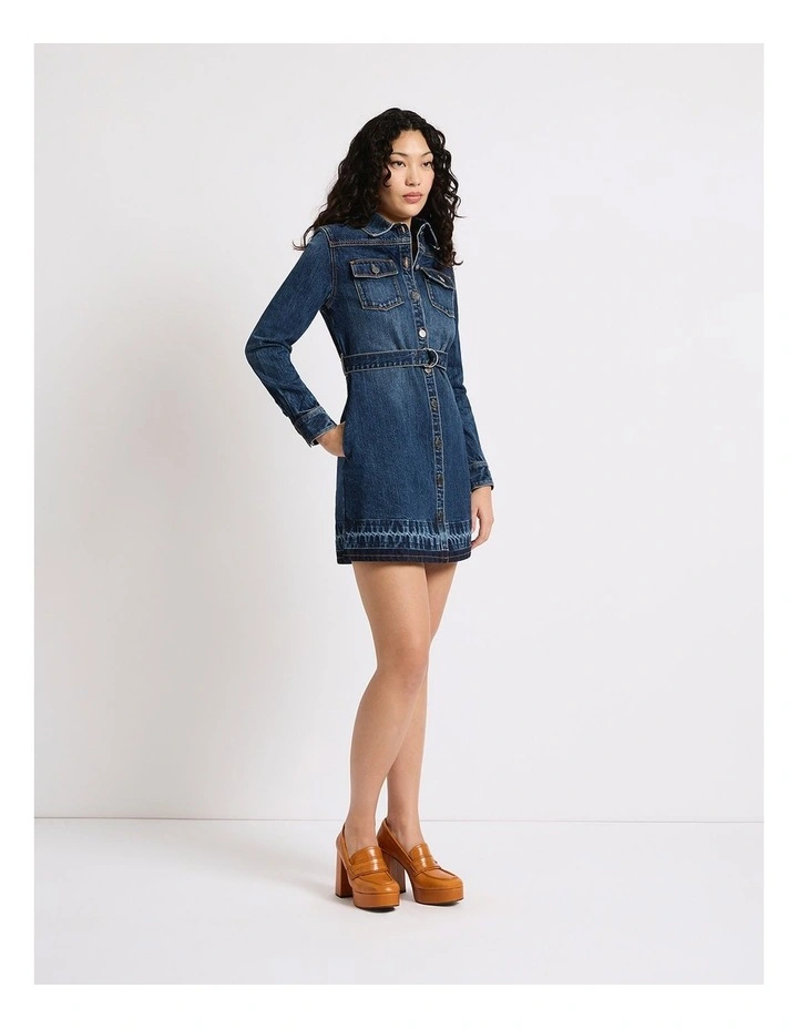 Nancy Denim Mini Dress in Galaxy Blue image 2
