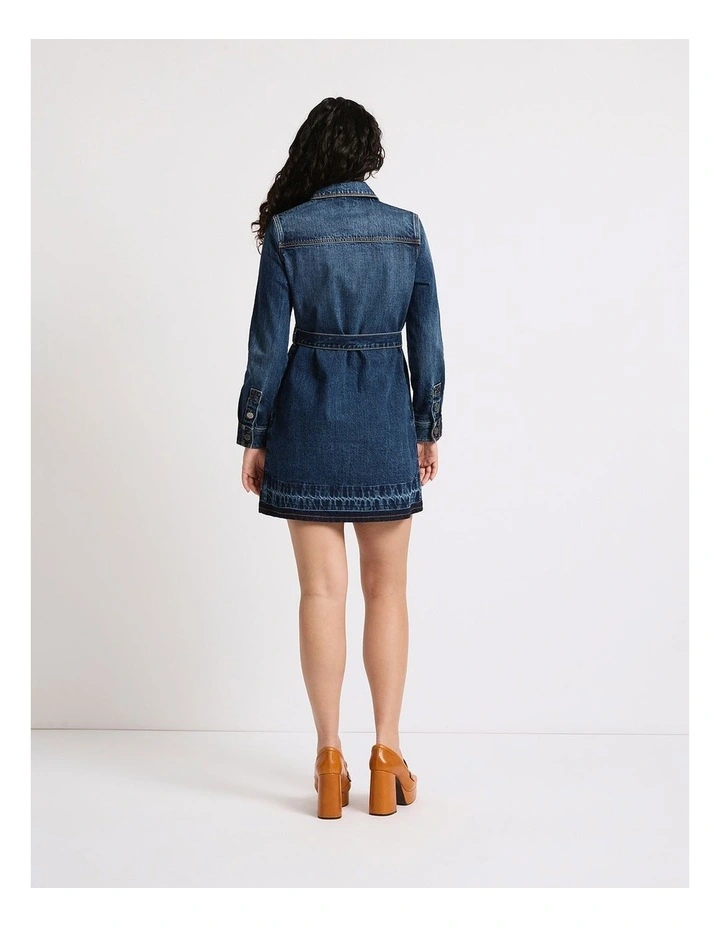 Nancy Denim Mini Dress in Galaxy Blue image 3