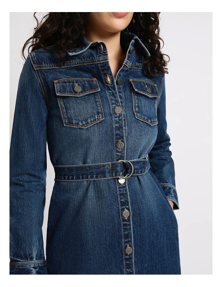Nancy Denim Mini Dress in Galaxy Blue image 4