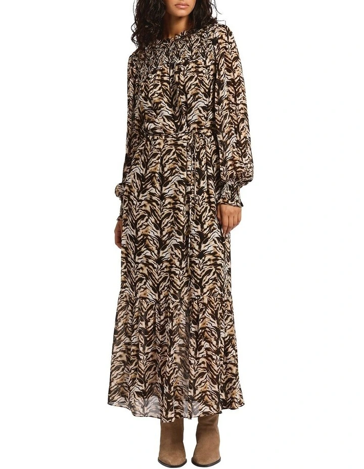 Winter's Tail Midi Dress in Chocolate Multi image 1