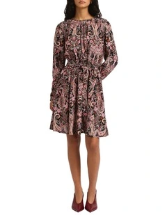 Paisley Town Mini Dress in Wine Multi