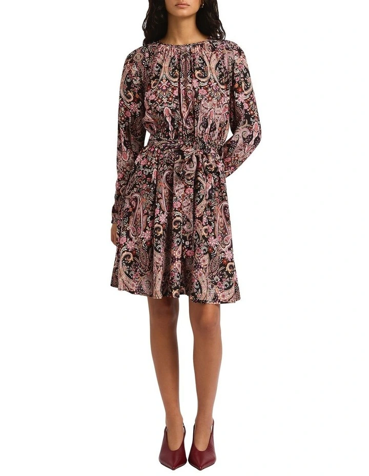 Paisley Town Mini Dress in Wine Multi image 1