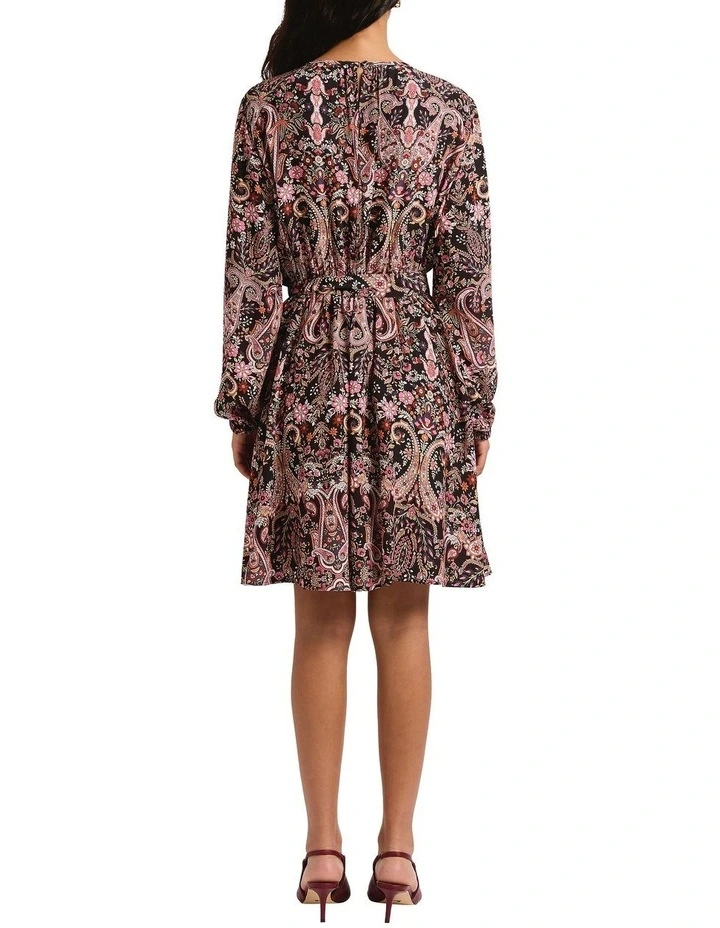 Paisley Town Mini Dress in Wine Multi image 2