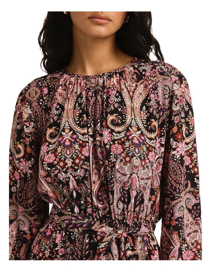 Paisley Town Mini Dress in Wine Multi image 3