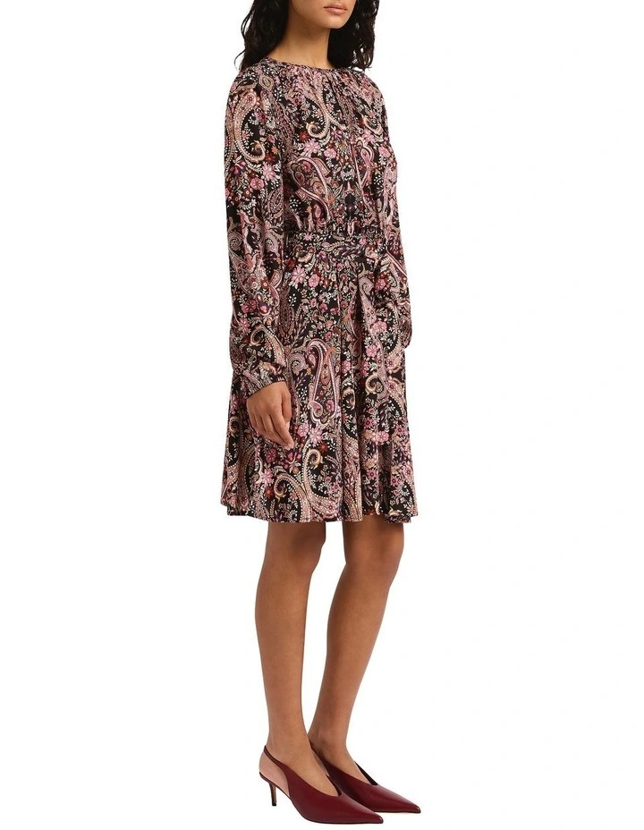 Paisley Town Mini Dress in Wine Multi image 4