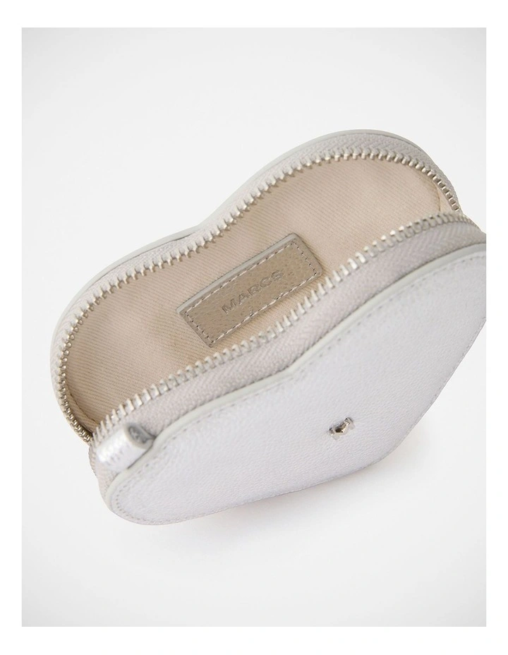 Amore Leather Coin Pouch in Silver image 2