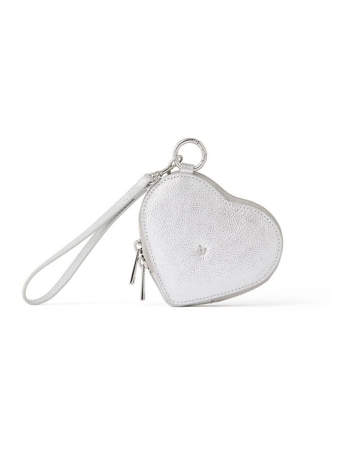 Amore Leather Coin Pouch in Silver image 2
