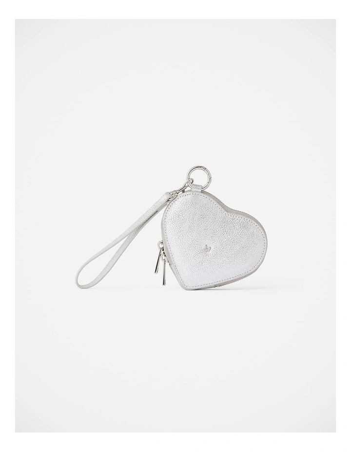 Amore Leather Coin Pouch in Silver image 4