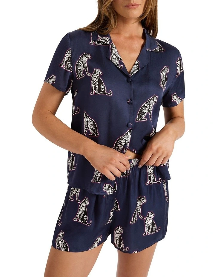 Look At Me I'm Leopardy Pj Set in Navy Multi image 1