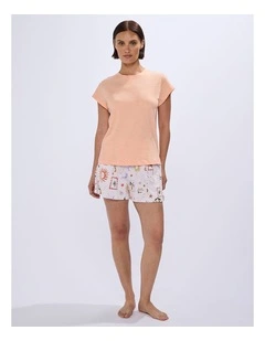 Walking On Sunshine Pj Tee Set in Orange Multi