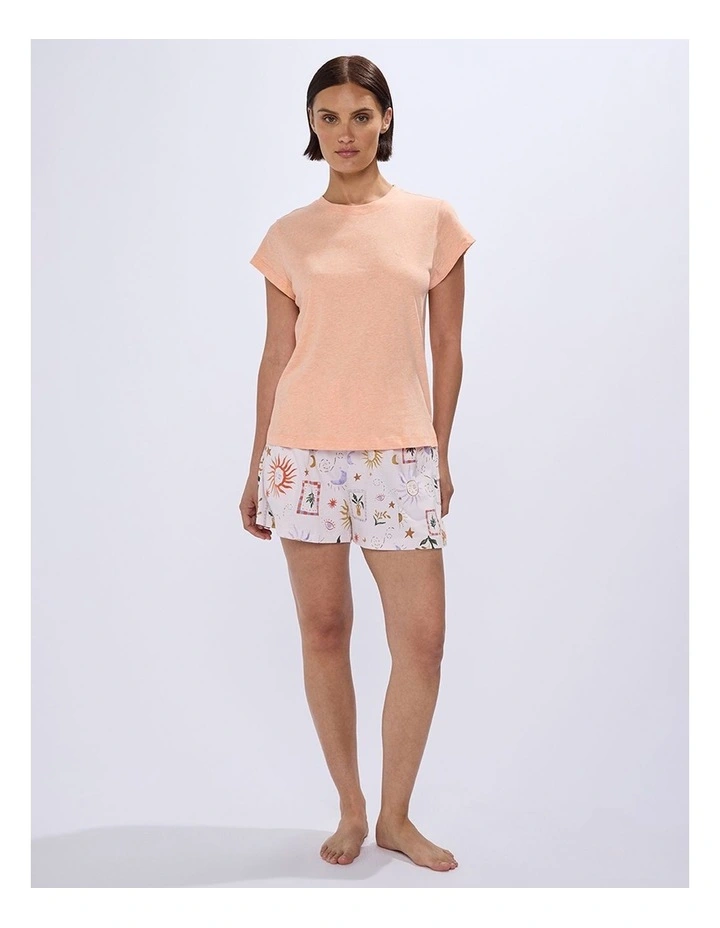 Walking On Sunshine Pj Tee Set in Orange Multi image 1