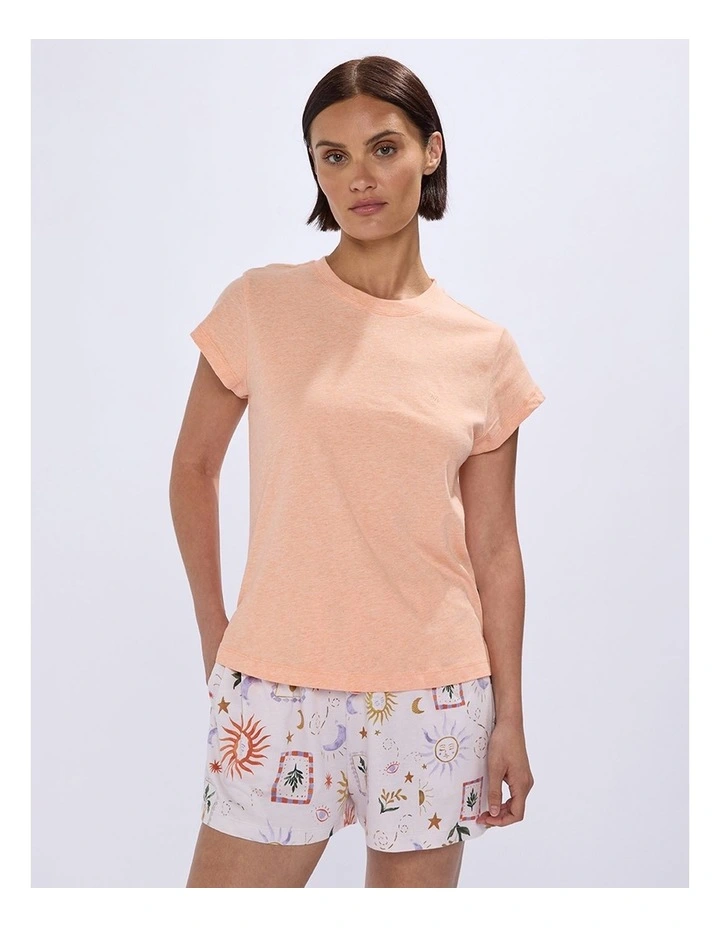 Walking On Sunshine Pj Tee Set in Orange Multi image 2