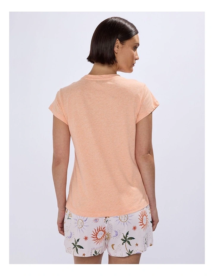 Walking On Sunshine Pj Tee Set in Orange Multi image 3