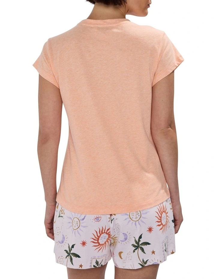 Walking On Sunshine Pj Tee Set in Orange Multi image 3