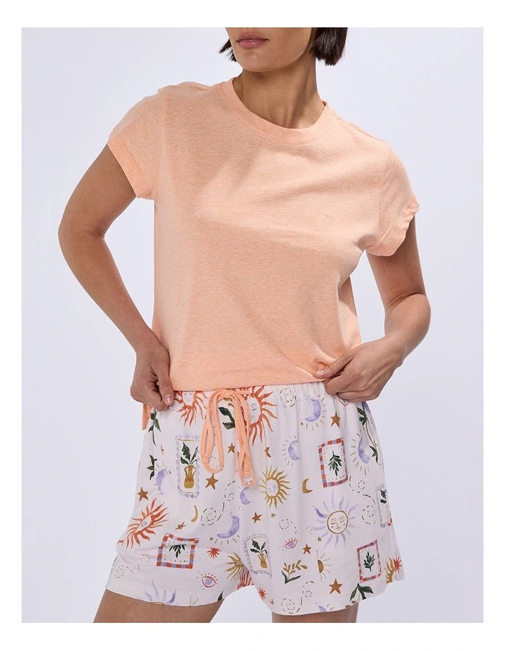 Walking On Sunshine Pj Tee Set in Orange Multi image 4