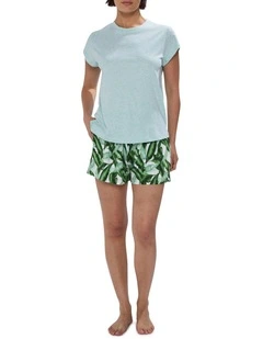 Hot Tropics! Pj Tee Set in Green Multi