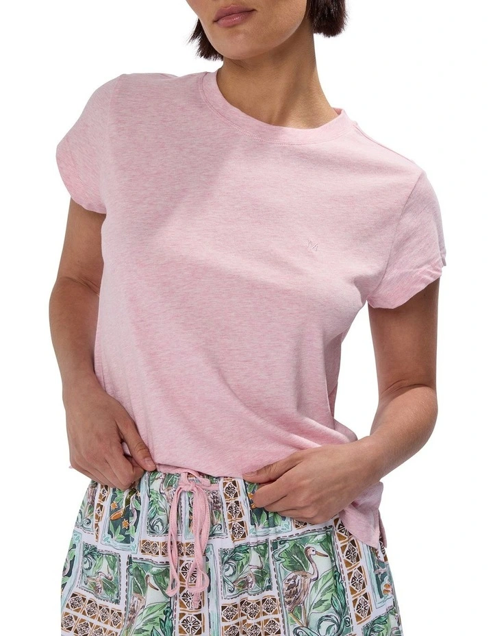 Never Leaf You Pj Tee Set in Pink Multi image 2
