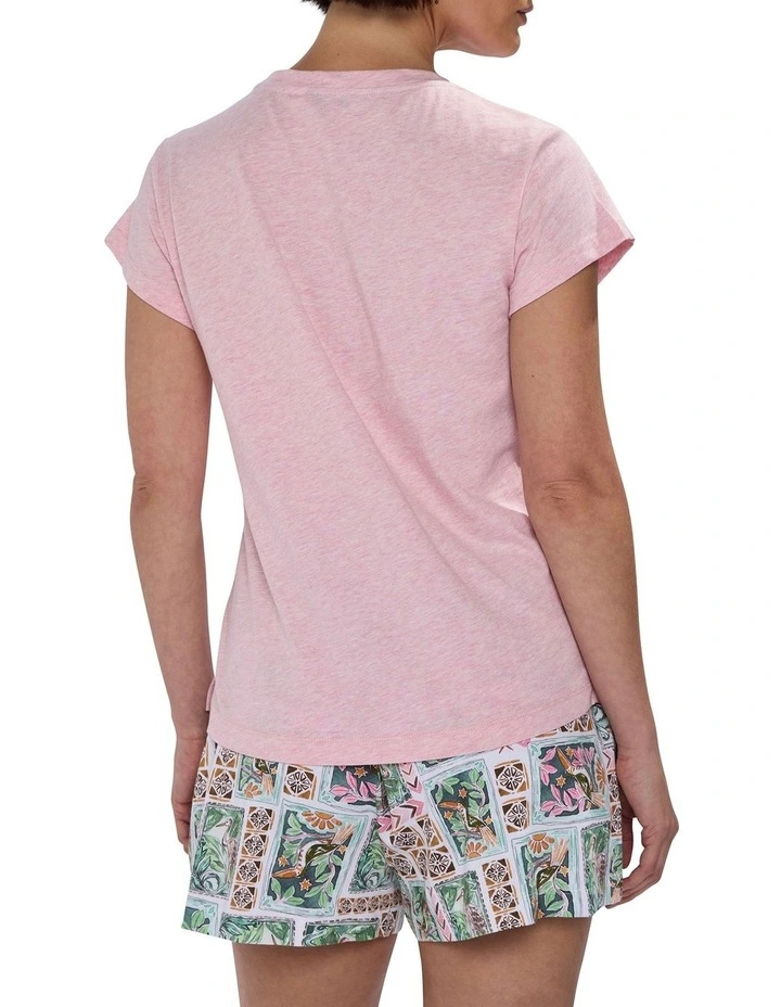 Never Leaf You Pj Tee Set in Pink Multi image 3