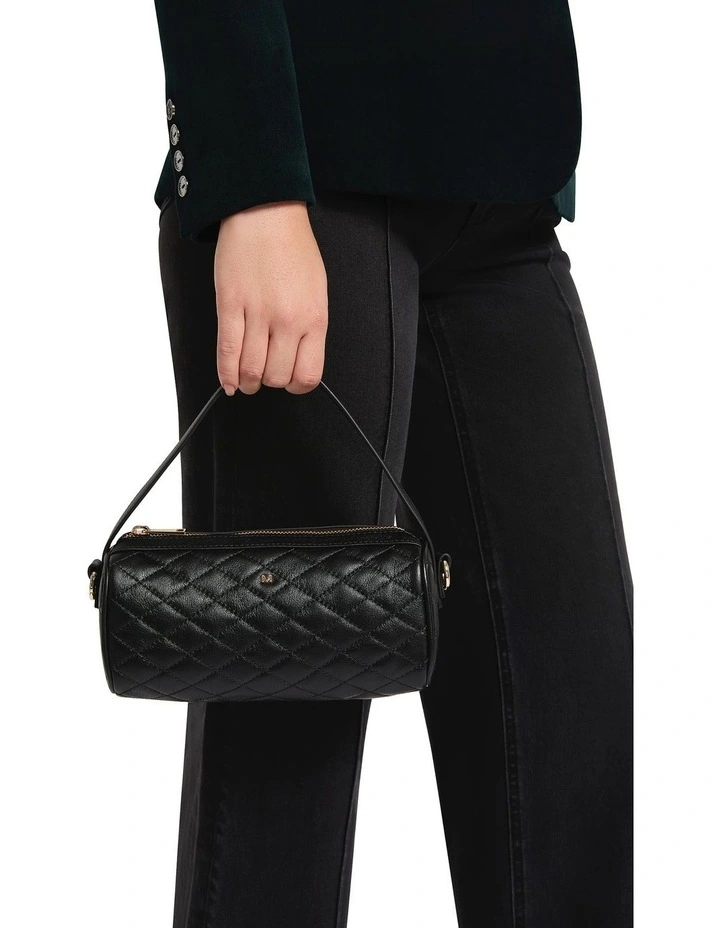 Quincy Quilted Leather Bag in Black image 3