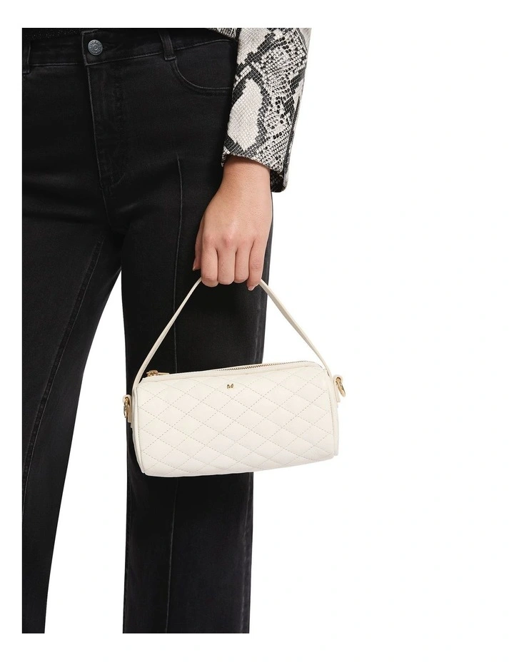 Quincy Quilted Leather Bag in Ivory image 3