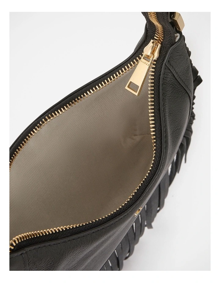 Fran Fringe Leather Bag in Black image 4