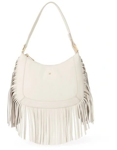 Fran Fringe Leather Bag in Ivory