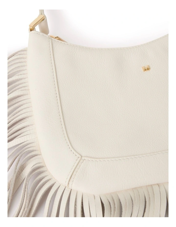 Fran Fringe Leather Bag in Ivory image 4